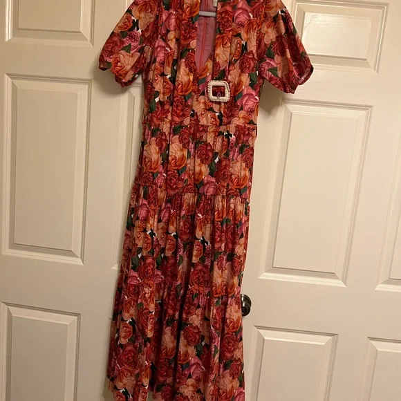 Sachin + Babi Rose Print Ruffled Maxi Dress 10 - Picture 3 of 4